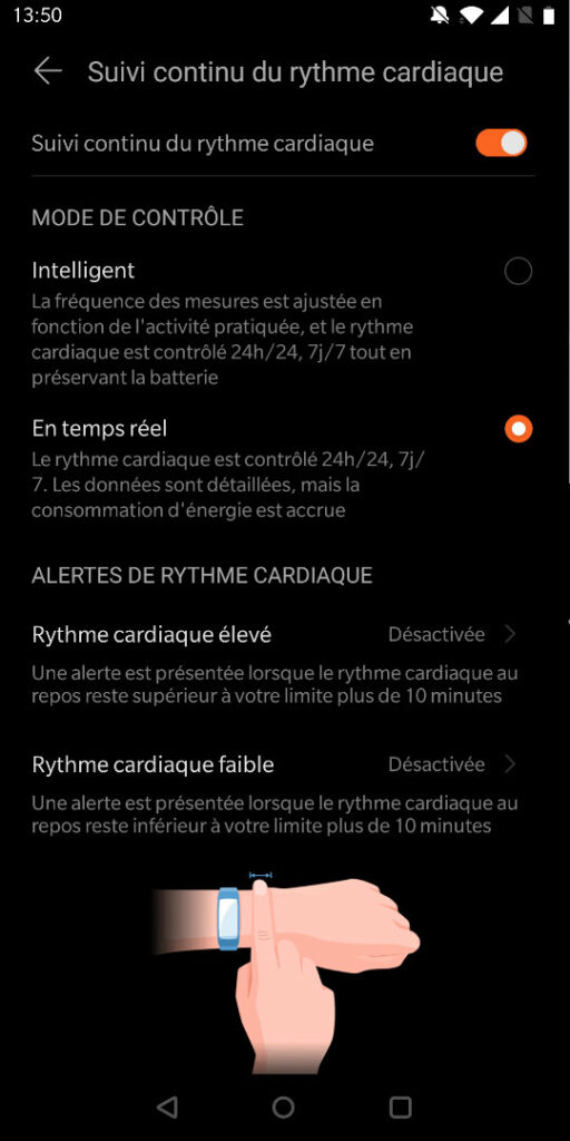 suivi rythme cardiaque honor band 5